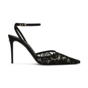 Sort Blonde Slingback med Stiletthæl