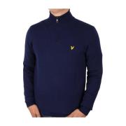 Mørk Marineblå Bomull Merino Quarter Zip Jumper