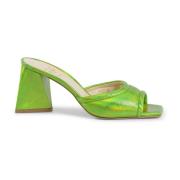 Grønne lær sandaler med 8 cm hæl