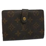 Pre-owned Brunt lerret Louis Vuitton lommebok