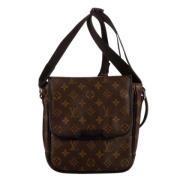 Pre-owned Brunt lerret Louis Vuitton skuldervesker