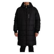 Stilig Svart Nylon Hetteparka