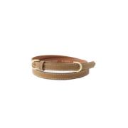 Brun Maison Boinet Grained Calf Leather Stitch Belt Havana Belte