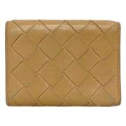 Pre-owned Beige Leather Bottega Veneta lommebok