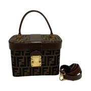 Pre-owned Brunt lerret Fendi veske