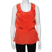 Pre-owned Oransje silke Oscar de la Renta Top