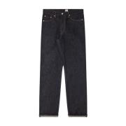 Mørk Indigo Løs Straight Selvage Jeans