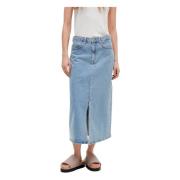 Lang Denim Maxi Skjørt