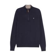 60 Navy Morris Stockholm Merino John Zip Genser/Jakke Med Glidelås