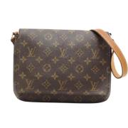 Pre-owned Brunt lerret Louis Vuitton Musette Tango