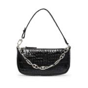 Svart Croco Preget Skinn Clutch