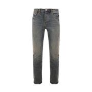 Slim-Fit Jeans i Indigo med Distressed Effekt