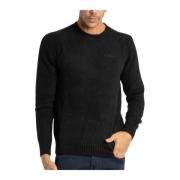 Sort crew-neck genser med St. Barth broderi