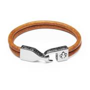 Men's Brown Leather Bracelet with Silver Fleur De Lis Lock