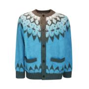 Jacquard Strikket Cardigan Genser