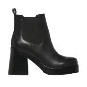 Sorte skinn-Chelsea-støvler for kvinner - Størrelse 38