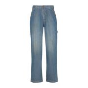 Blå Stonewashed Straight Jeans for Kvinner