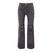 Sort Denim Flared Bukse