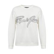 Logo Sweatshirt, Kremfarget Crewneck, Bomull, Czarny Broderi