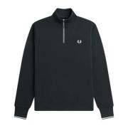 Nattgrønn Half Zip Sweatshirt med Bakre Striper