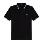 Slim Fit Twin Tipped Polo i Svart Porselen