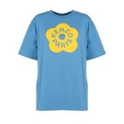 Blå Boke Flower Oversize T-skjorte