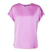 Silkesateng Bluse med Lange Ermer i Rosa