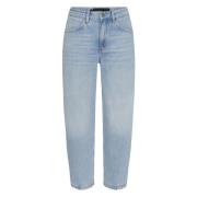 Avslappet passform høy midje barrel-leg jeans i lyseblå