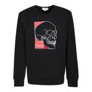 Sort Sweatshirt med Skull Print