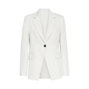 Hvit Gabardine Blazer med Hakerevers