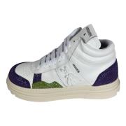 2Z0081 V021 Kvinner Plateau Sneakers med Rhinestone Skinn Hvit / Lilla...