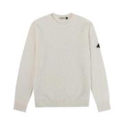 Hvit Walnut Stitch Crew Neck Sweater