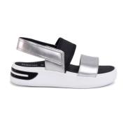 silver black casual open sandals