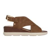 Brune, flate sandaler D Pisa