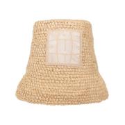 Beige Raffia Patch Hat