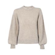 Angora Rund Hals Pullover Genser - Beige