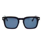 Klassiske firkantede solbriller med polariserte blå linser