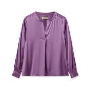 Mmenfa Satin Bluse MED V-Hals - Lilla