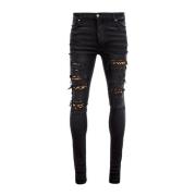 Leopard Denim Slim-Fit Jeans