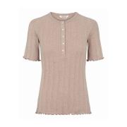 Beige Atalina T-skjorte med knappedetaljer