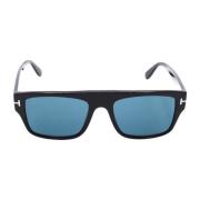 Rektangulære solbriller med blå linser