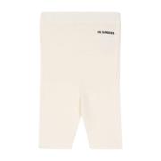 Beige Bomull Logo Shorts Elastisk Design