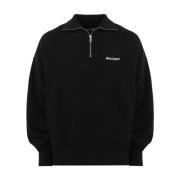 Brodert Logo HalfZip Svart