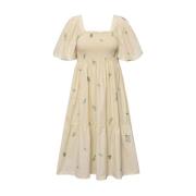 Sommer Maxi Kjole Beige Bomull