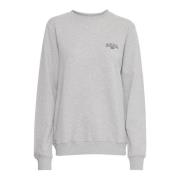 Avslappet Sweatshirt med Brodert Detalj