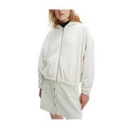 Stretch Ribbet Bomull Zip-Through Hoodie