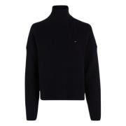 Ribbet dame turtleneck genser