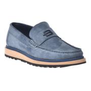 Indigo suede loafers