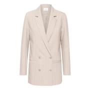 Sand Pinstripe Oversized Blazer