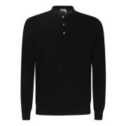 Sort Finstrikket Polosweatshirt